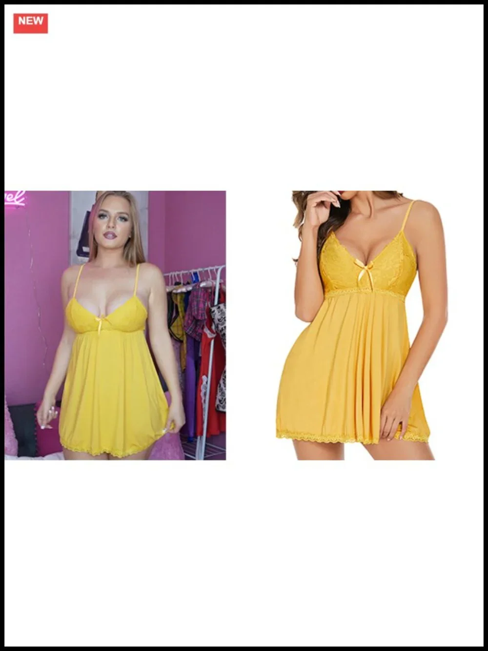 Sexy Lace Chemise Nightgown Babydoll V-neck Adjustable Straps